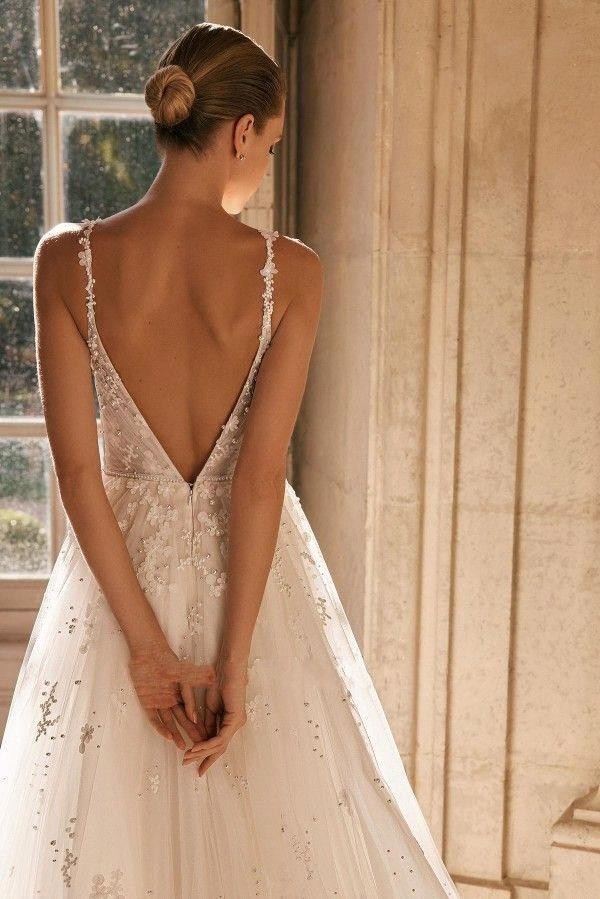 Sexy 2024 New A Line Spaghetti Straps Wedding Dresses Backless Appliques Tulle Ruffles Long Bridal Gowns Plus Size BC16587 ppliques