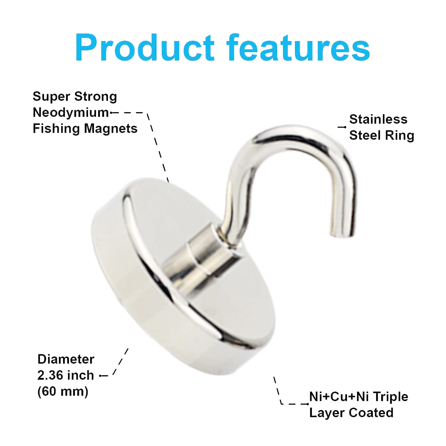 10-42mmPowerful Magnet Hook Super Powerful Neodymium Magnet Strong Magnetic Iman Magneat Fishing hook Magnetti Ima N52Neomidium