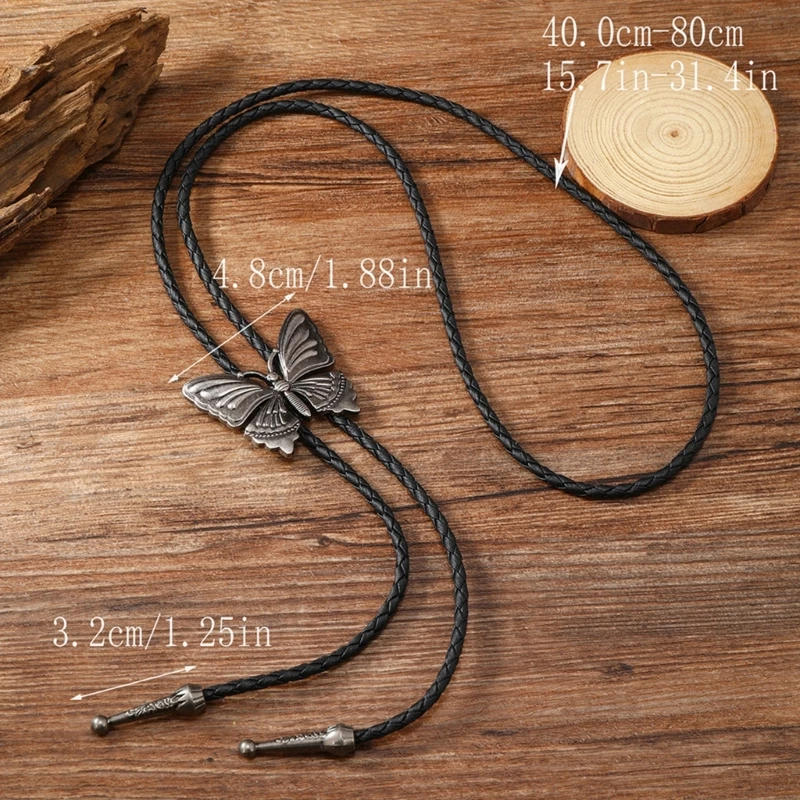 1pc/2pcs Adjustable Tie Bolo Popular Cowboy Teens Men Women Dance Necktie Gothic Shirts Alloy Butterfly Buckle Pendant smile