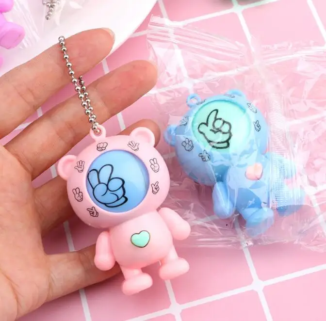 mora keychaine Games Bear Rock Paper Scissors Play Toy Round Egg Keychain Bag Pendant Small Gift