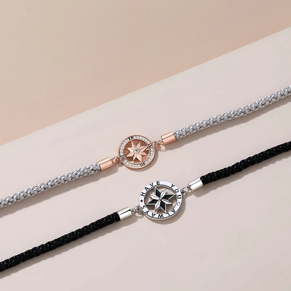 Pair Awn A Eight Star Couple Bracelets for Lovers Handmade Woven Charm Bracelet Matching Couple Stuff Boyfriend Gift smile