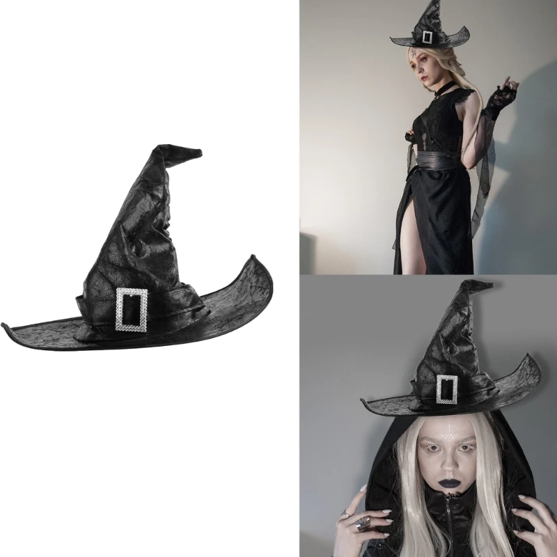 Witch Black Halloween Hat Women Cosplay Modern Accessories DXAA smile