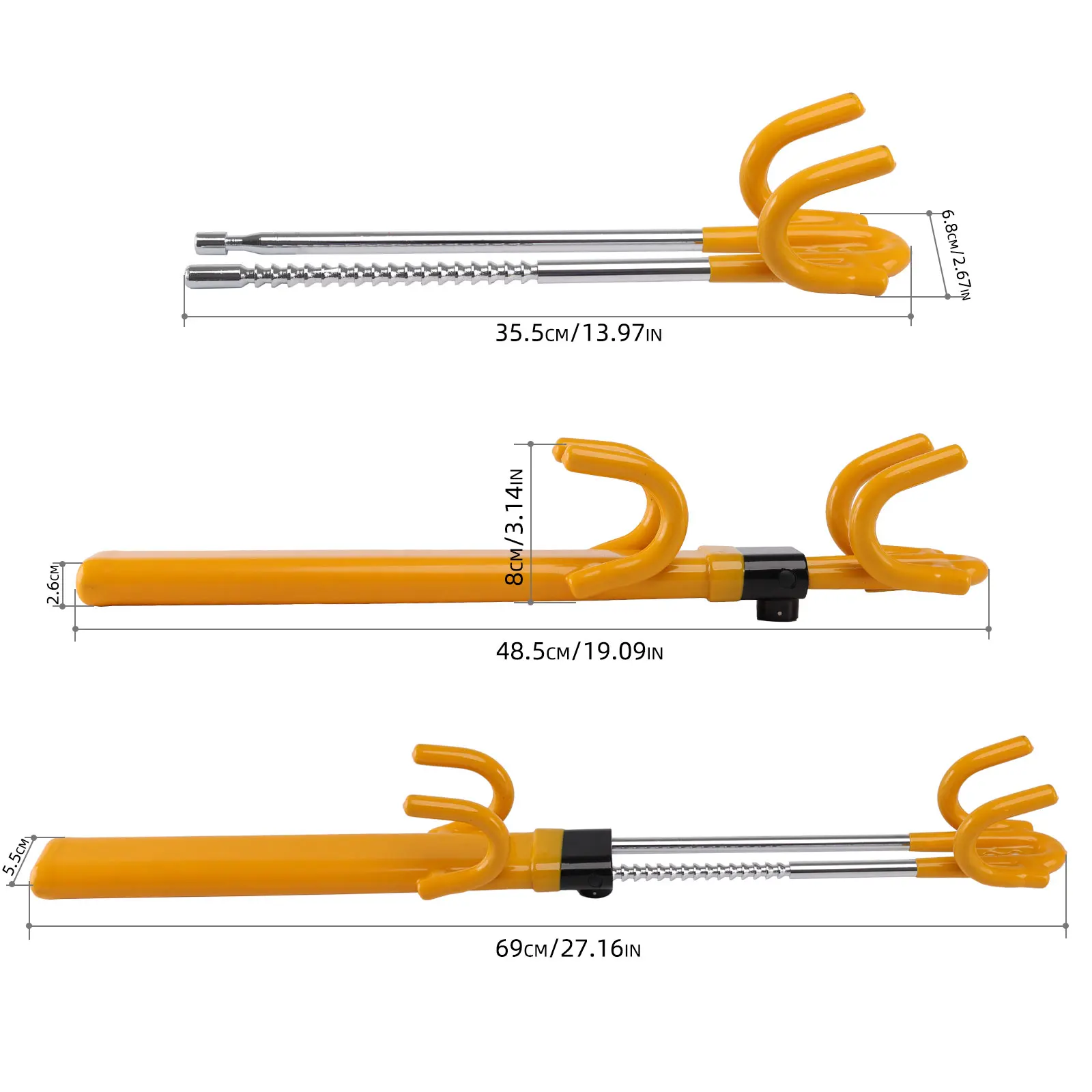 Double Locks ALLREY Hook Heavy Duty Double Anti Theft Adjustable Length Car Lock Steering Wheel Lock Safety Tool Accessory smile