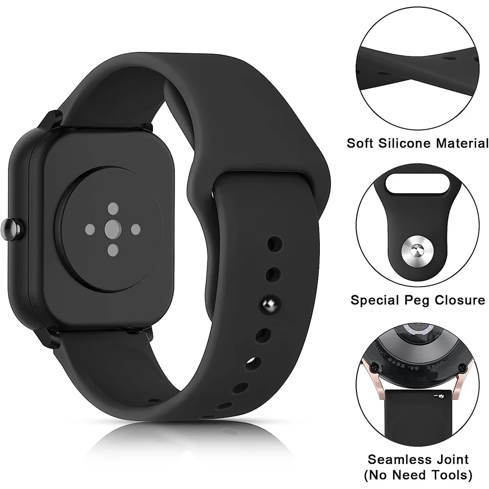20mm Silicone Band Loop For Huami Amazfit Bip 3 S U Lite Pro Sports Watch Strap Correa For Amazfit GTS 4 3 2 2e Mini GTR 42mm