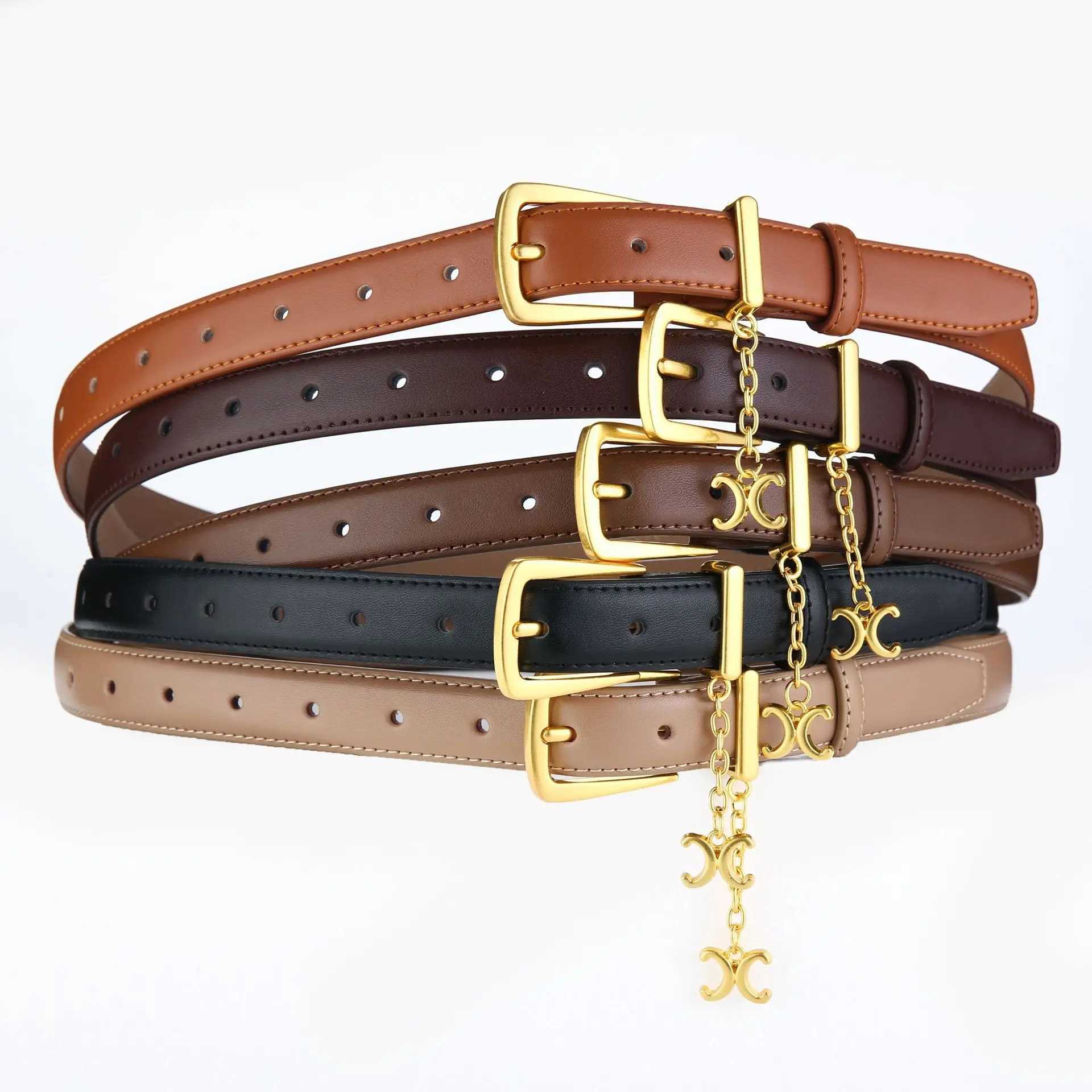 Authentic leather Wen belt fashionable item classic minimalist belt mesh red matching dress casual belt X241109