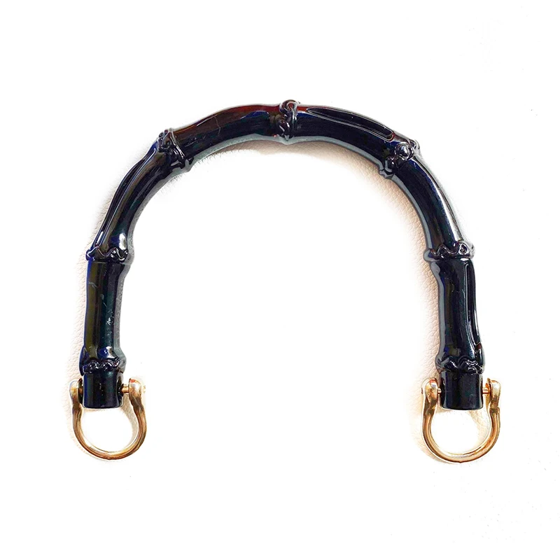 Tote Handle Woven Bag Accessory Plastic Bag Handle With D Buckle DIY Black Woven Bag Handle Imitate Bamboo Bag Strap Box Handle