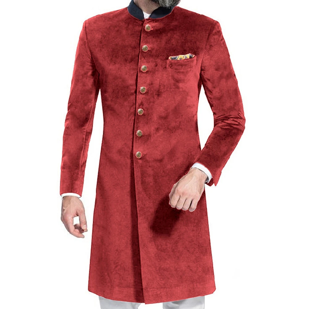 New Only Blazer 1PCS Men's Suit Stand Lapel Long Costume Veet Single Breasted Pieces Party Blazer Homme Tuxedo Popular Wedding smile