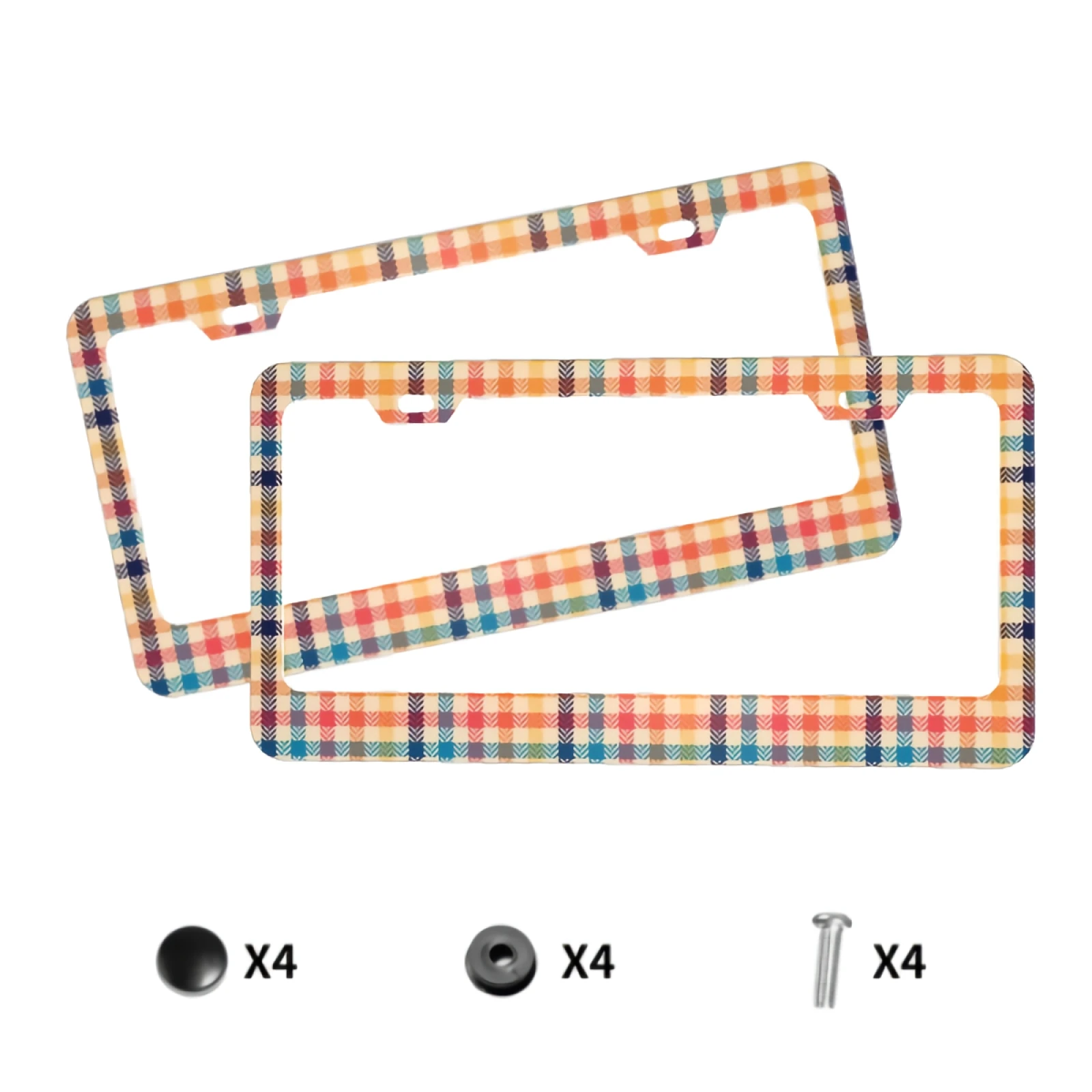 Frames License Multicolored Plate Tartan License Plate Covers Aluminum Novelty Car Tag Frame 2 Holes and Screws for Adults smile