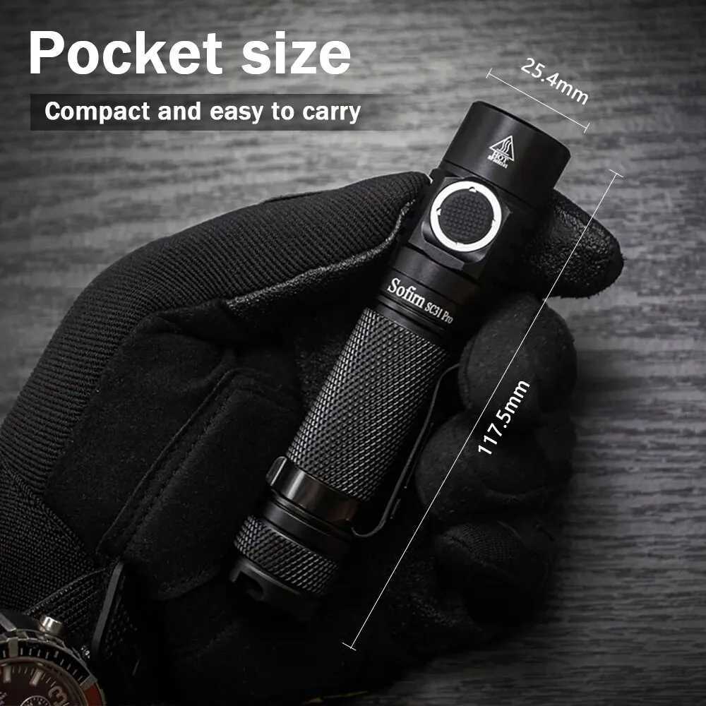 Sofirn SC31 Pro LED Flashlight Power Charging 18650 Flashlight USB C SST40 2000LM Anduril Outdoor Tactical Flashlight X241109