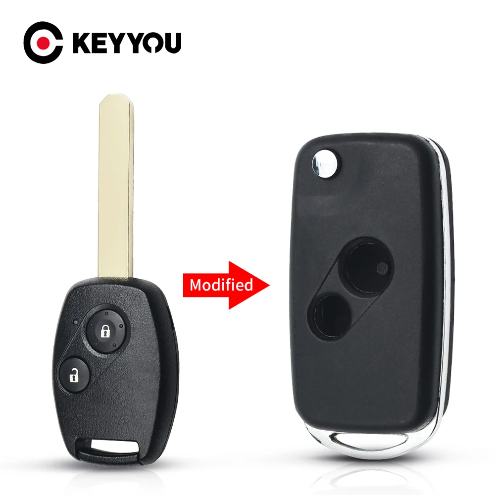 Car KEYYOU Modified Folding Key Case For Honda Accord CR-V Civic Pilot Odyssey 2/3 Buttons Shell Case Cover smile
