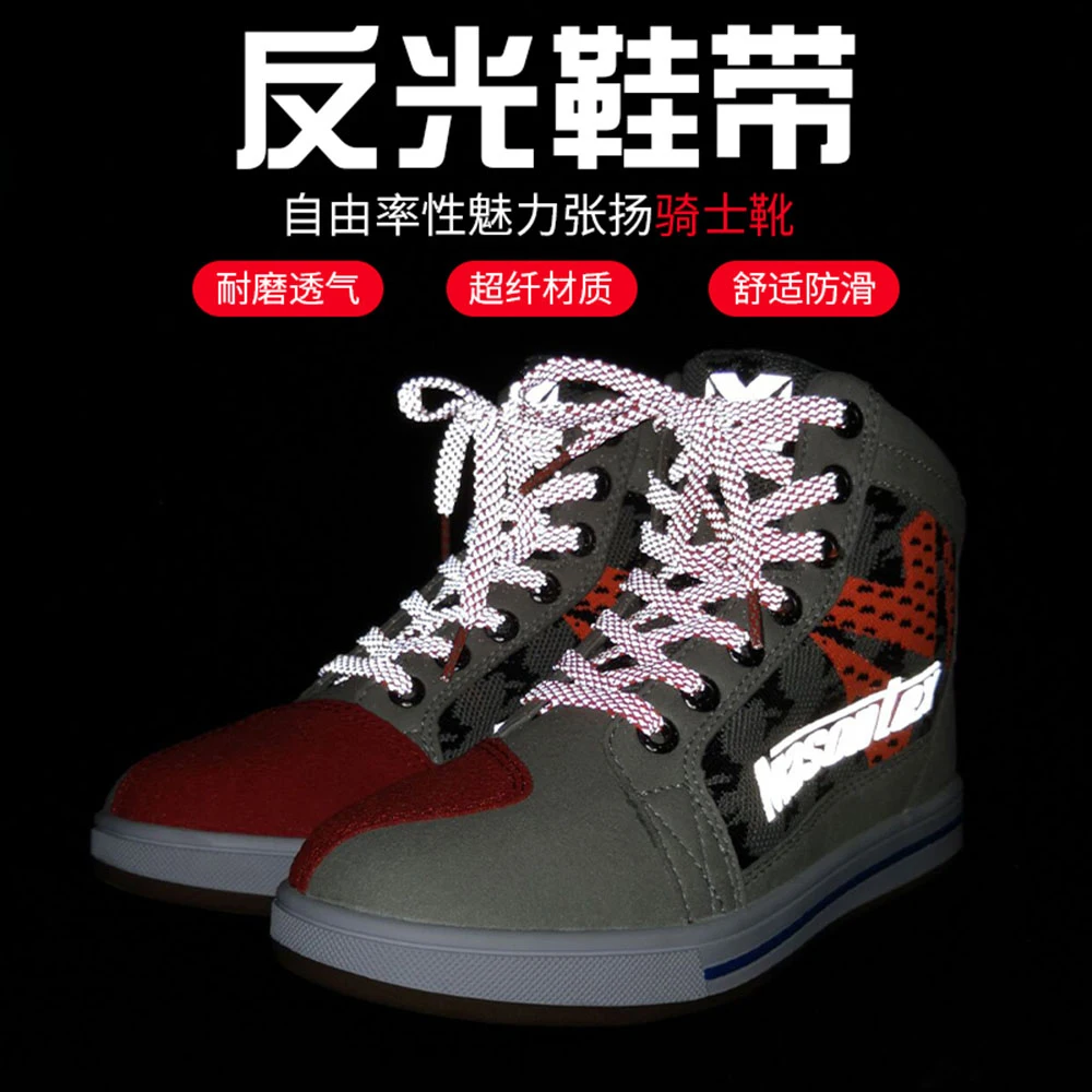 Boots Women Breathable Motorcycle ddmysmile Motorcycle Shoes Casual Botas Moto Motorbike Boots Reflective Shoe Laces Street Racing Boots Smile