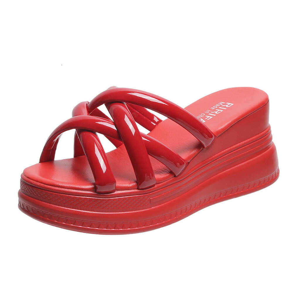 Great to Wear~poe for Women's 2024 Summer New Matsuke Bottom One Line Fish Mouth Student Street Shooting High Heel Slippers ddmythur
