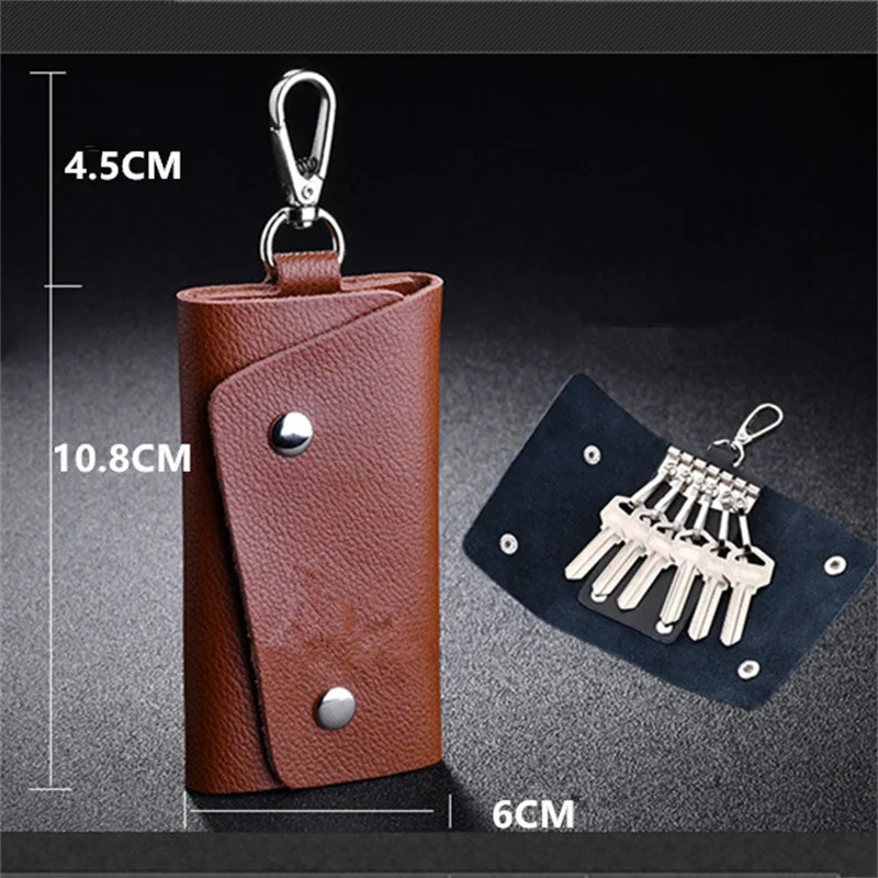 Holder Key Portable Leather Unisex Bag Case Cover Car Keychain Housekeeper Holders Mini ddmysmile Card Bags Simple Solid Color Wallet Smile