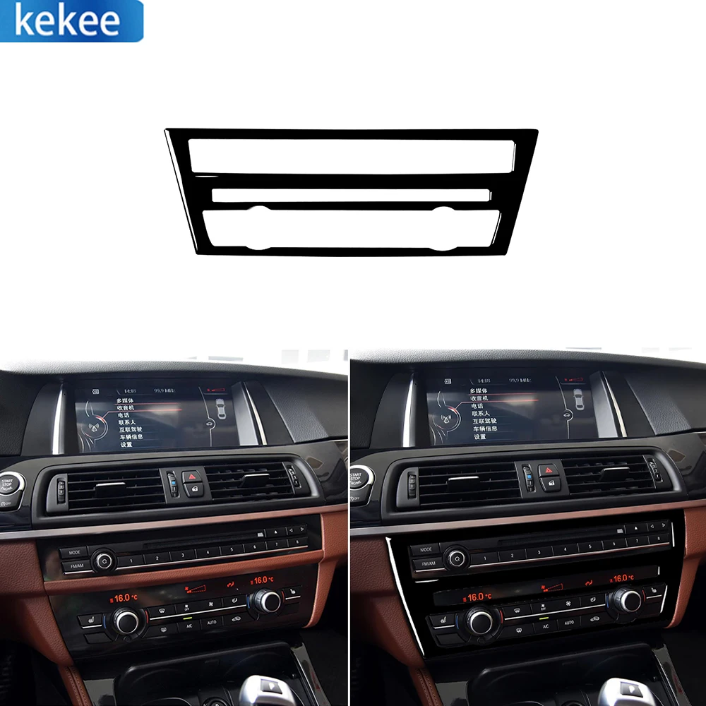 For BMW 5 Series F07 5GT 535i 2010-2016 Piano Black CD Panel Center Console Air Conditioning Cover Car Trim Accessories Sticker