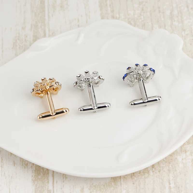 Mens Crown Cufflinks Womens Classic Crystal Water Diamond Shirt Cufflinks Wedding Gift Sparkling Cufflinks Jewelry Anniversary Gift W241109