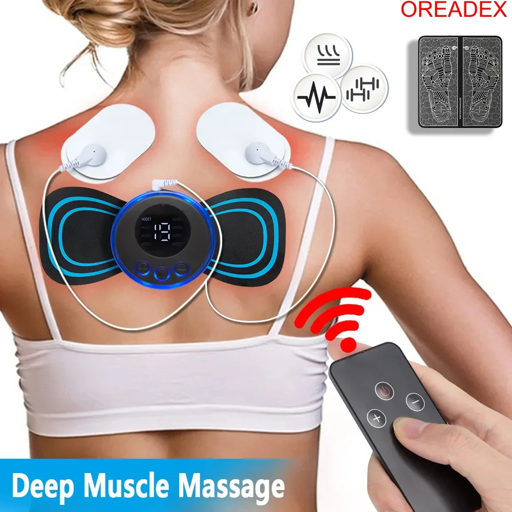 Neck Massager Lcd Display EMS Electric Cervical Massage Patch Low Frequency Pulse Muscle Stimulator Pads Pain Relief Relaxation