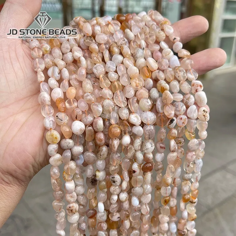 6-8mm Natural Cherry Agate Irregular Shape Beads Loose Spacer Sakura Bead For Jewlery Making Diy Necklace Bracelet Ear Stud