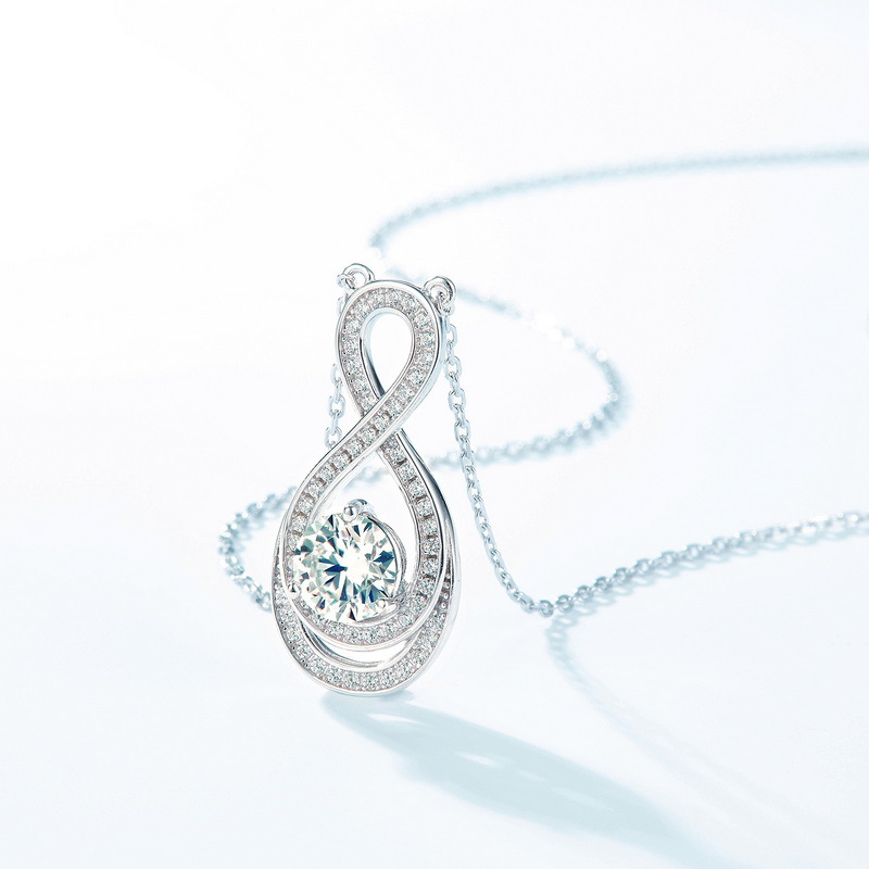 2cttw Real Moissanite Dia Jewelry Set 100% Sterling Sier Necklaces Earrings For Women Waterdrop Pendant Neck Chain GRA 290d7