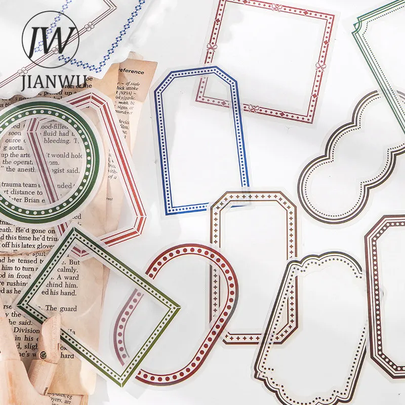 JIANWU 2025 15 Sheets Time Boundary Series Vintage Simple Border Decor new Material PET Sticker Creative DIY Journal Collage Stationary