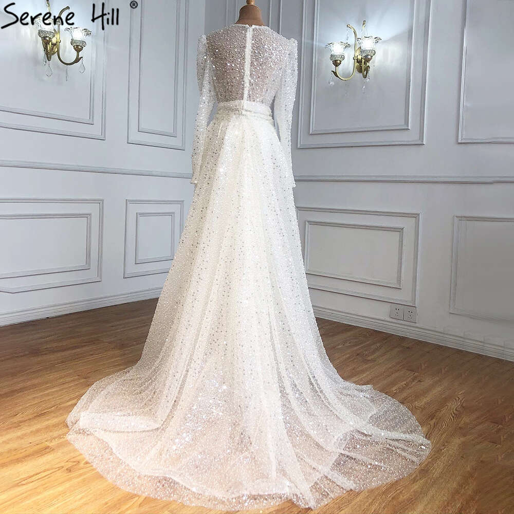 Muslim Serene Hill Ivory With Train Wedding Dresses Mermaid Elegant Beaded Bride Dress HA Custom Made
