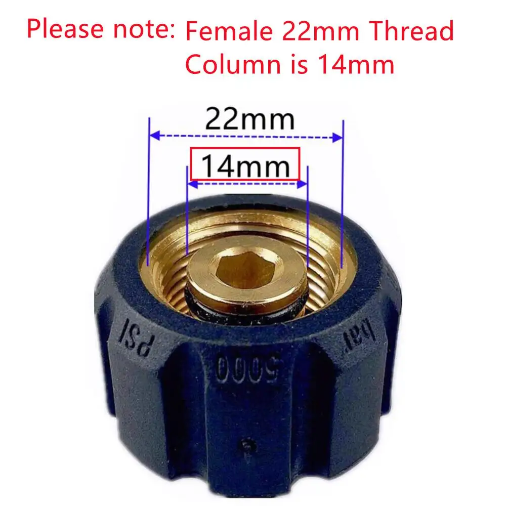 High Pressure Wash M22 Swivel 14mm Quick Connector To 1/4" 3/8" M22 G1/4 Fitting Kit Adaptor 4500 PSI