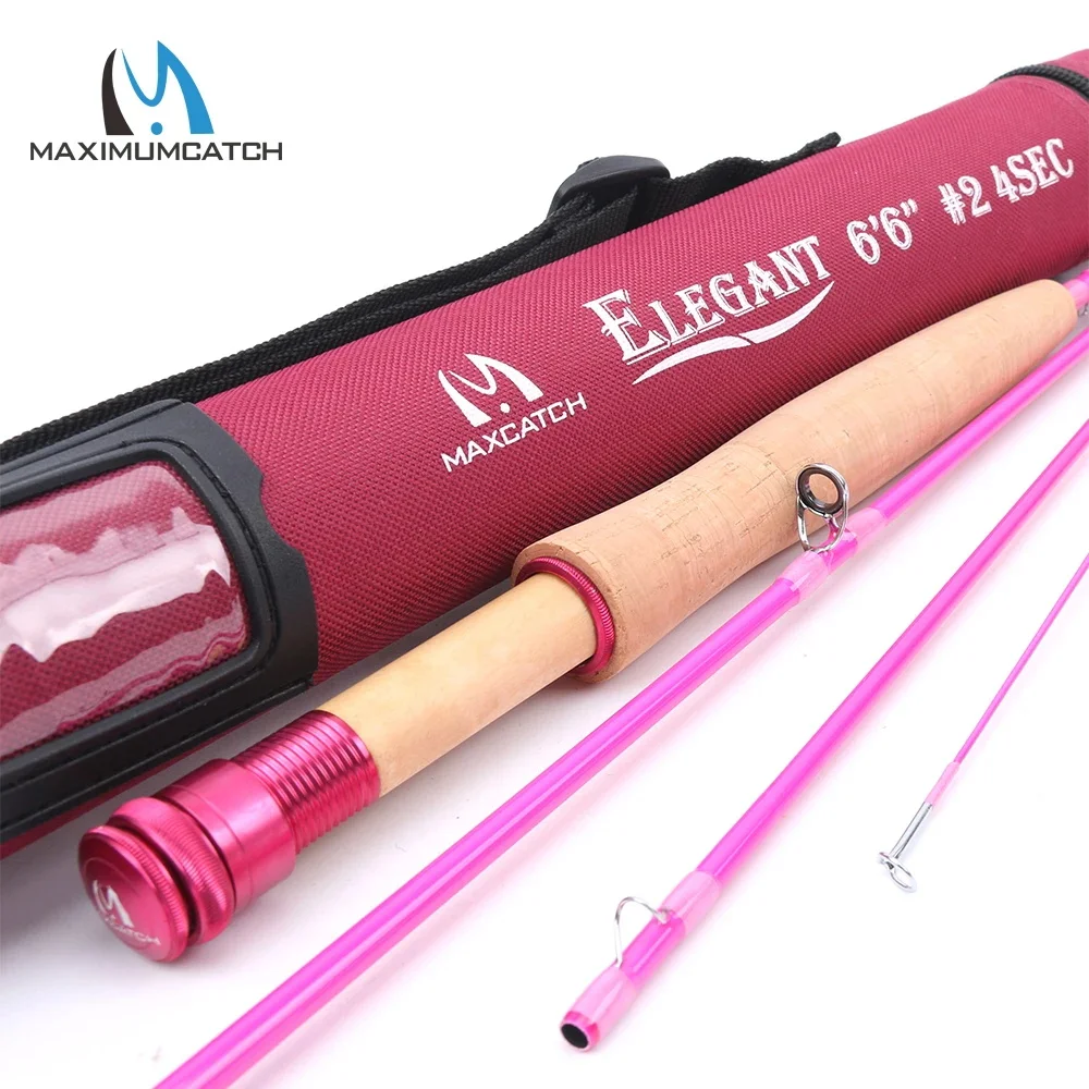 2Wt/5Wt Women Maximumcatch 6'6''/9'0'' Pink Fly Fishing ddmysmile Rod Medium-Fast With Extra Hard Rod Tube Smile 6'