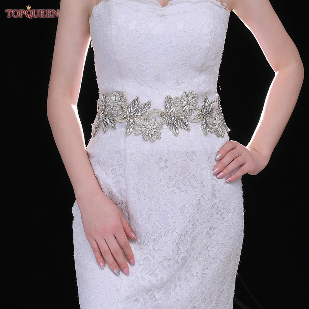 TOPQUEEN Bridal Belt Womens Water Diamond Belt Plus Size Tight Belt Jewelry Belt for Formal Dresses Crystal Wedding Belt S427 241108