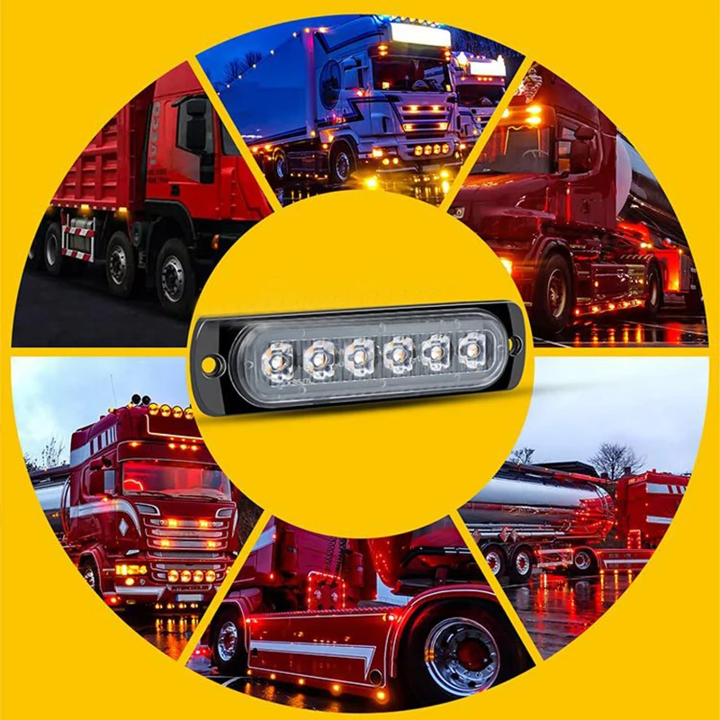 Trailer Truck Side Marker Led Lights 12V 6/12 LED White Red Amber Warning Light LED Side Marker Lamp Indicator Truck Accessories