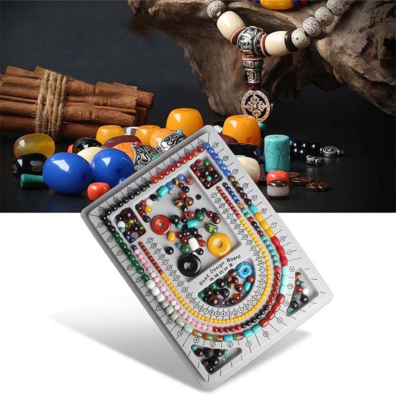 Gray Flocked Bead Board For DIY Bracelet new Necklace 2025 Beading Jewelry Making Organizer Tray Design Craft Measuring Tool Accessories