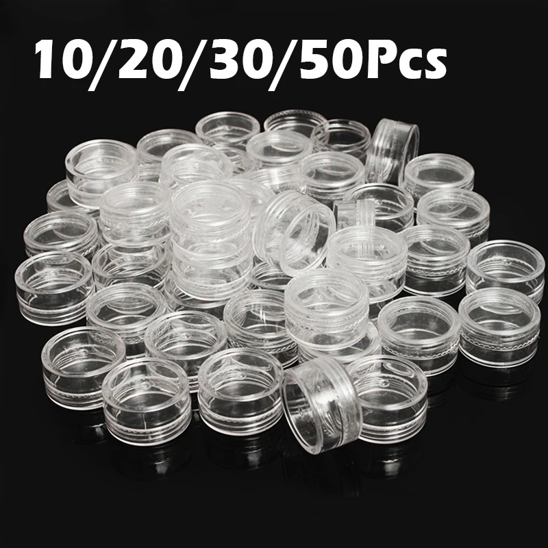 Bottle 10/20/30/50Pcs 2.5Ml Plastic Storage Box Small Round Container Jars ddmysmile Make Up Organizers Cosmetic Containers Portable Box Smile