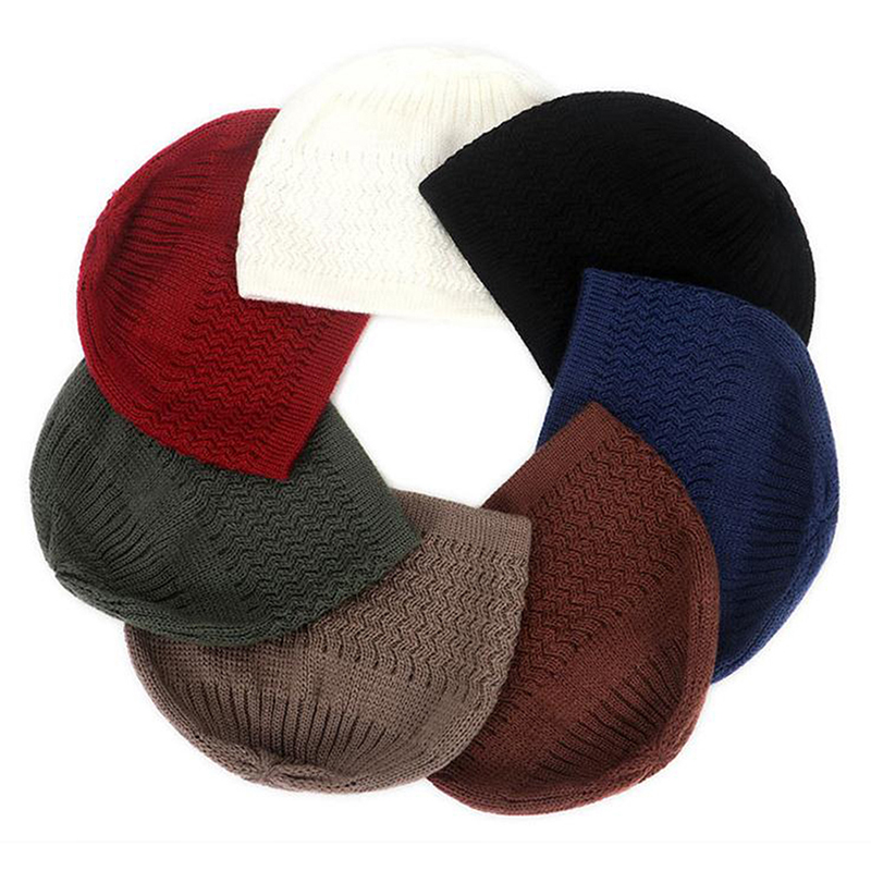 Casual Knitted Muslim Men Prayer Hats Winter Warm Beanies Cap Islamic Ramadan f1acf 5 18c32
