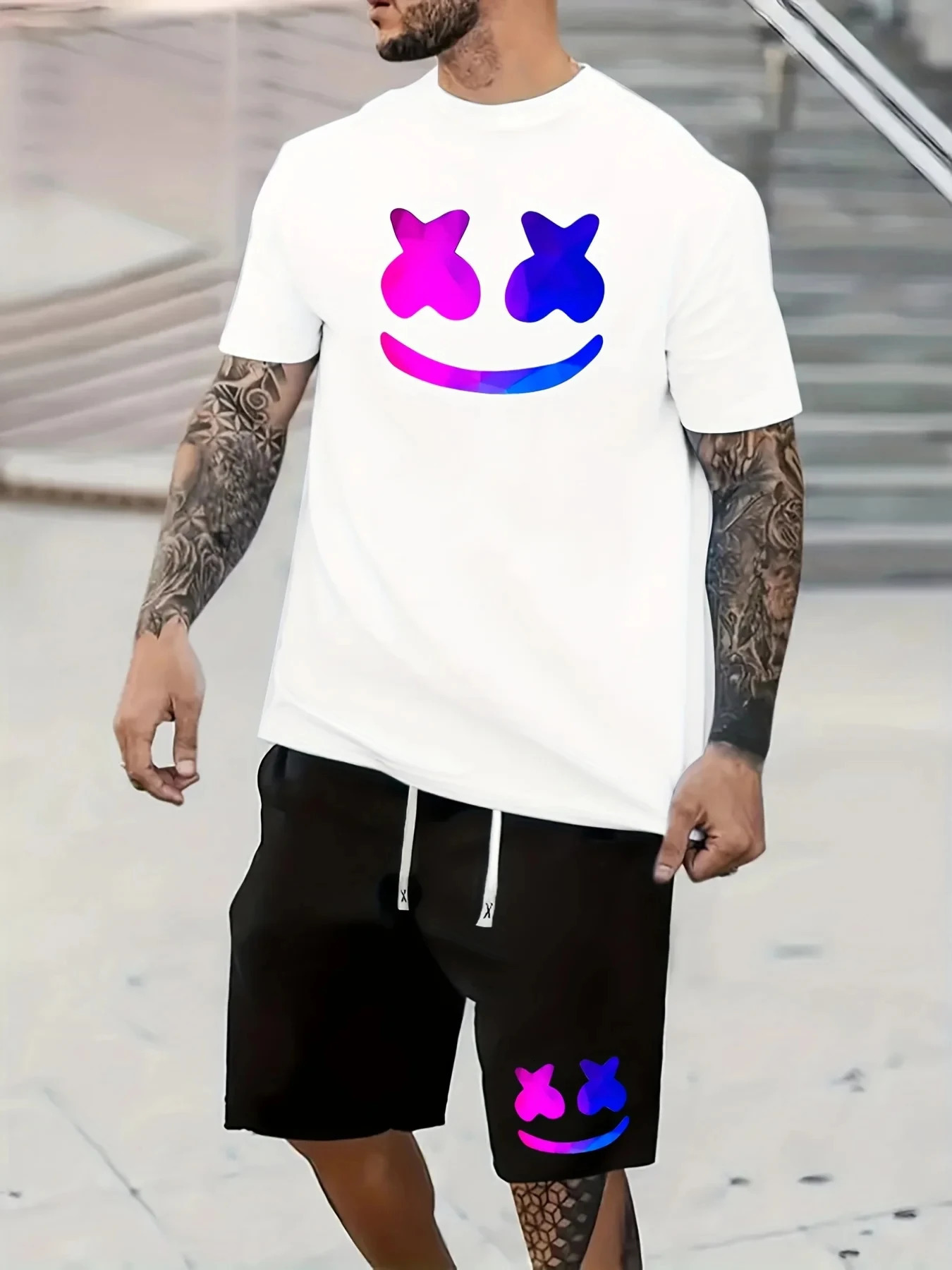 Fashion Men TShirts Shorts Outfits 3D Printed Sports Tracksuit Set 2 Piece Summer Oversized Man Clothing Casual Streetwear 240409