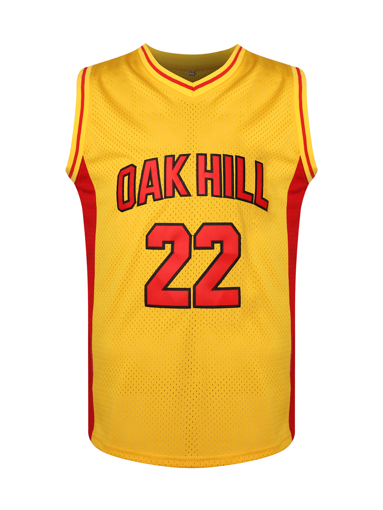 Men's OAK HILL #22 Yellow Basketball Jersey - Breathable Polyester, V-Neck, Embroidered Lettering for Training & Casual Wear Free shipping
