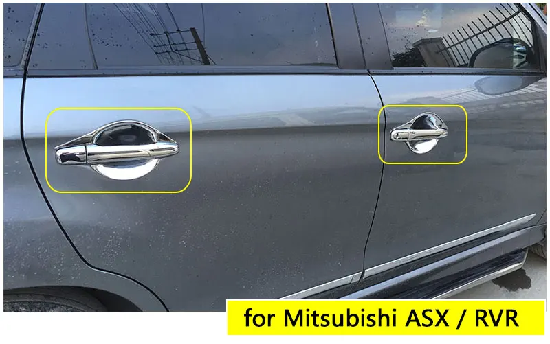 Mitsubishi 2010 for ASX - 2017 Chrome Door Handle Cover 2011 2012 2013 2014 2015 2016 Accessories Car Stickers Car Styling smile -
