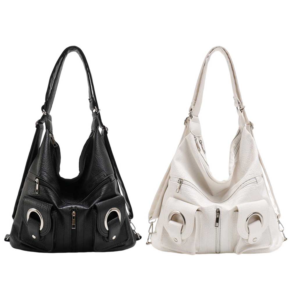 Women Vintage Shoulder Bag Fashion Soft Satchel Bag Multiple Pockets Retro Tote Handbag Top Handle Bag School Work Backpack