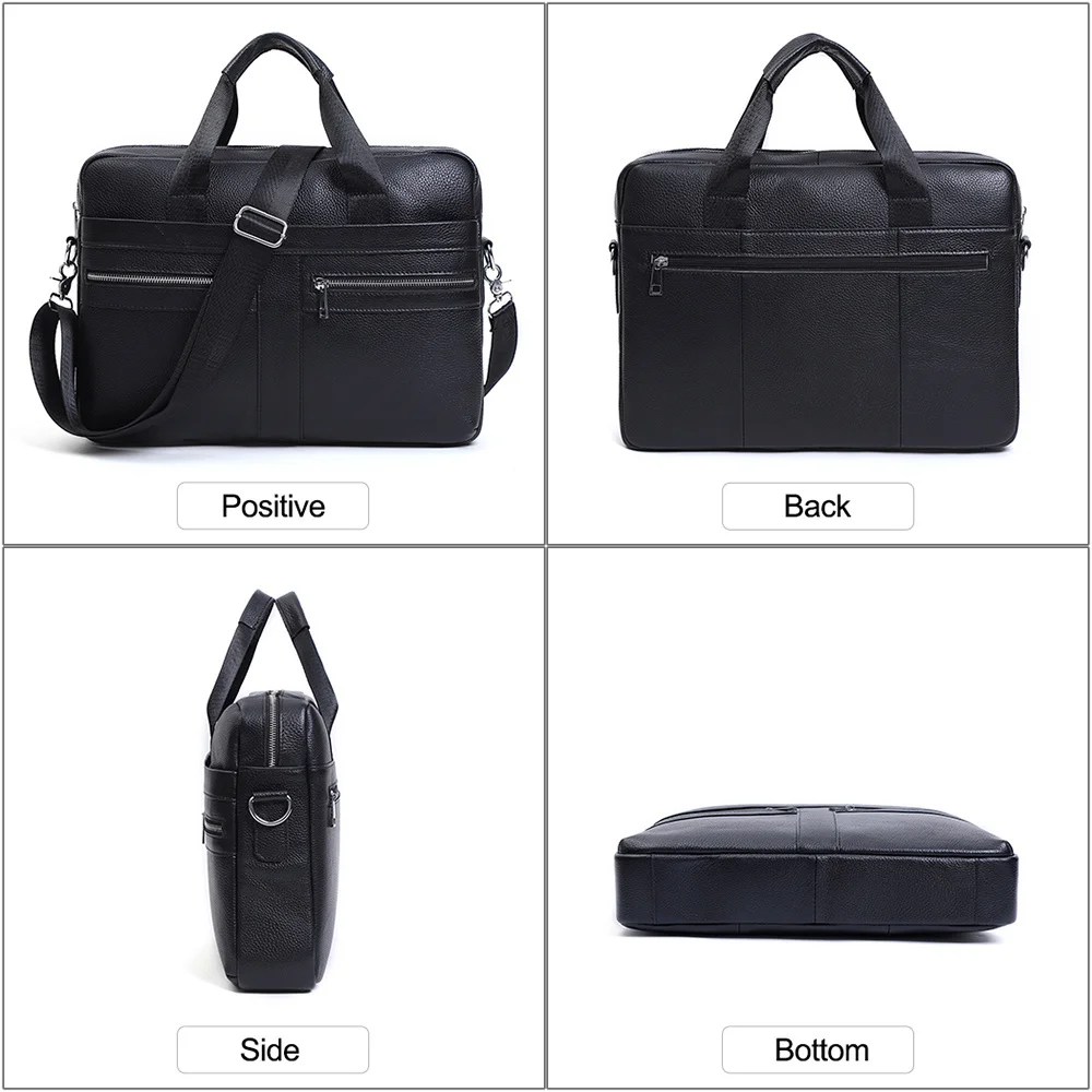 Briefcase Men's Genuine Leather Male 15.6" Laptop Casual Messenger Shoulder Bags Bag Documents High Quality smile 15.6"
