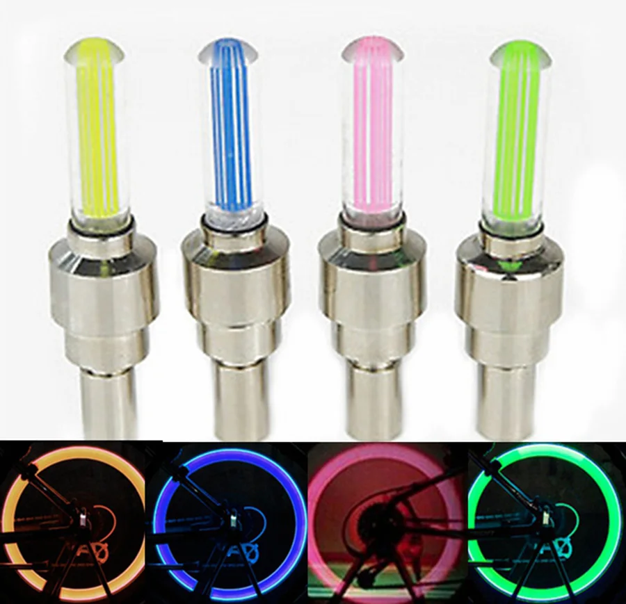 LED 2PCS Bike Light Flash Wheel Tire Vae Cap Car Lights 4 Colors Tire Lamp For Car Motorcycle Bicycle smile