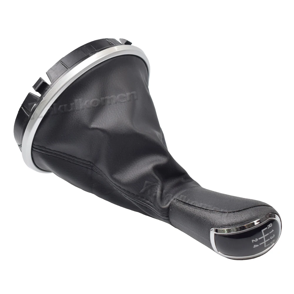 Skoda 2 For Fabia 2007 2008 2009 2010/Roomster 2006-2010 New 5 Speed Gear Shift Knob With Leather Gaiter Boot Cover smile