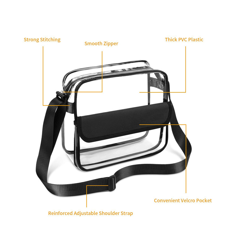 Women PVC Shoulder Gym Clear Bag Unisex Casual Transparent Handbag Travel Large Capacity Crossbody Satchel Purse Messenger Tote