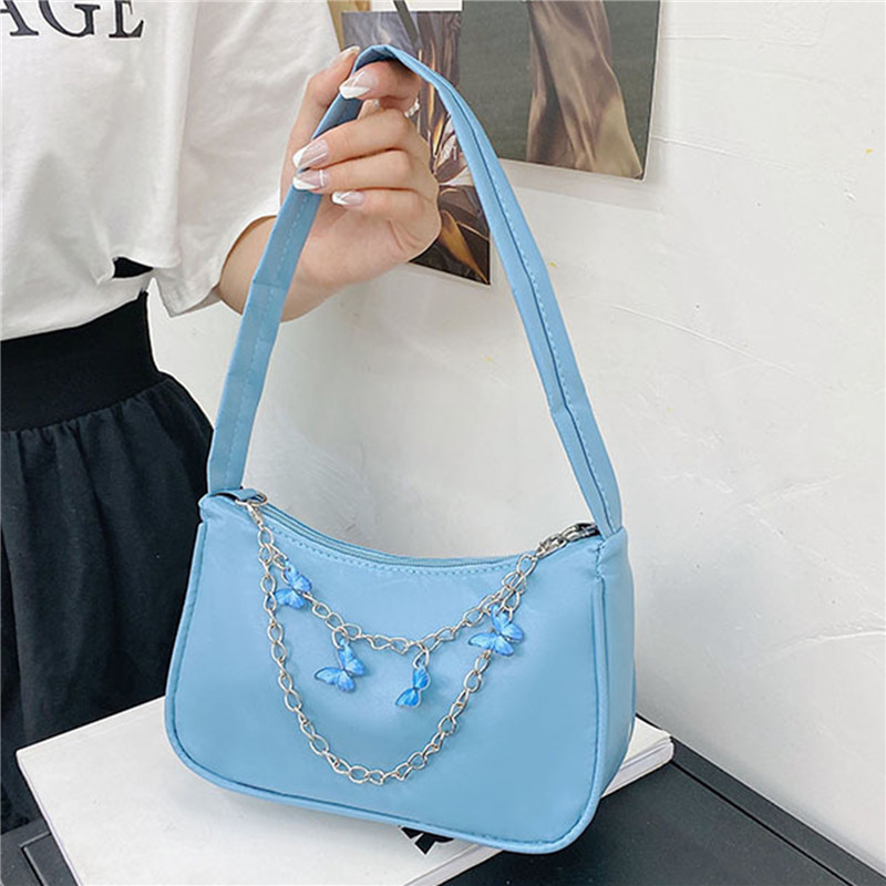 New Luxury Designer Women‘s Handbag 2024 Trend Armpit Bag Candy Color Butterfly Chain Bag Female Shoulder Bag Ladies Shopper