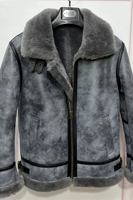 Sheepskin coat mens winter jacket Sheepskin coat mens B3 flight suit motorcycle jacket Casacas Para Hombre Inviernno F 241108