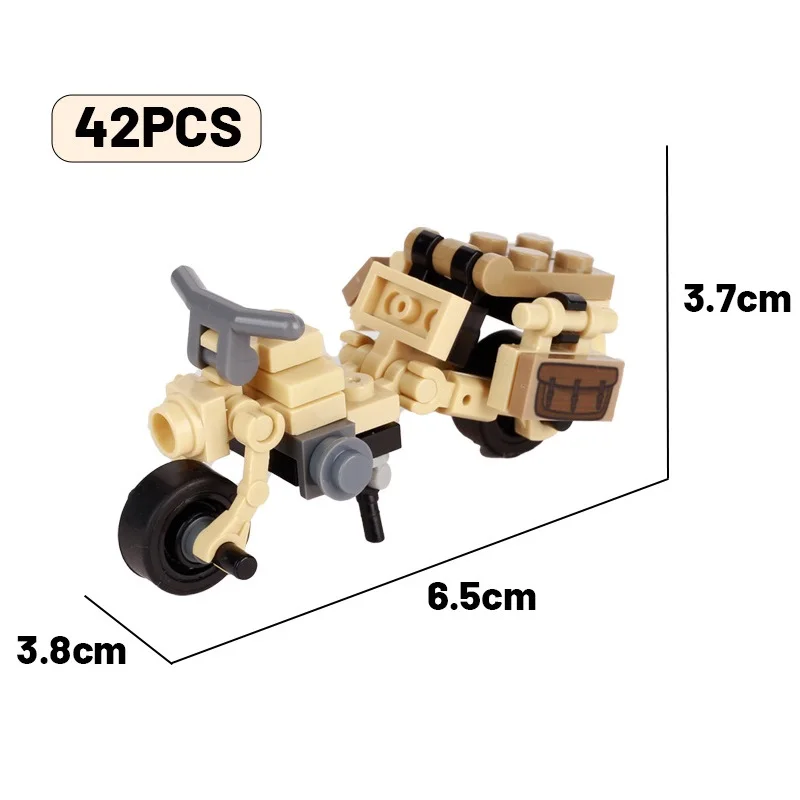 Military German New WW2 Combat Scene Building Blocks Flak Anti-tank Artillery Gun Motorcycle Bricks Toys for Children Gifts smile