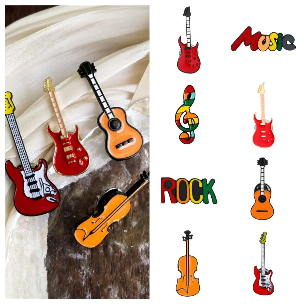 Musical Pin Creative Enamel Instrument Brooches For Women Colorful Guitar Pins ddmysmile Choth Accessories Smile
