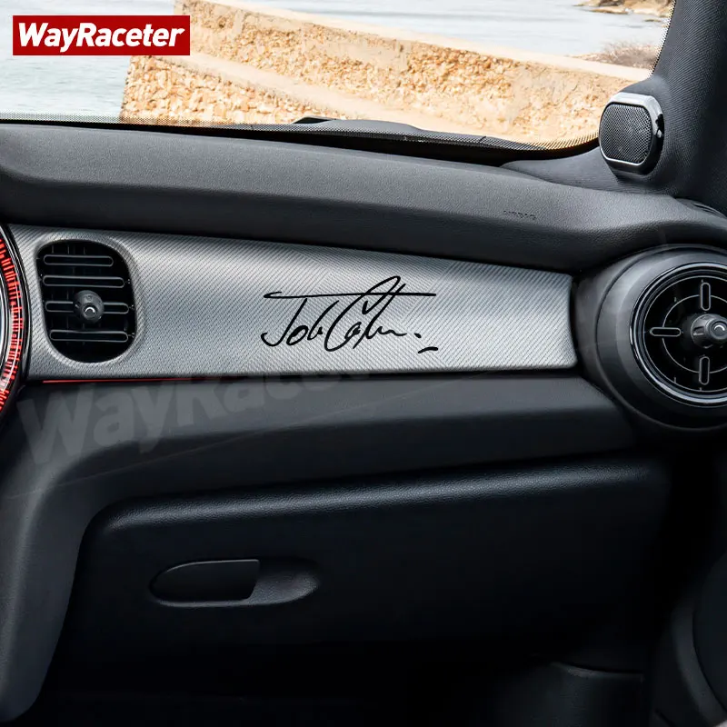 Interior 2 Dashboard Pcs John Cooper Signature Sticker Vinyl Decal For MINI JCW R56 R57 F55 F56 F57 R50 R53 R60 F60 F54 R55 R58 smile