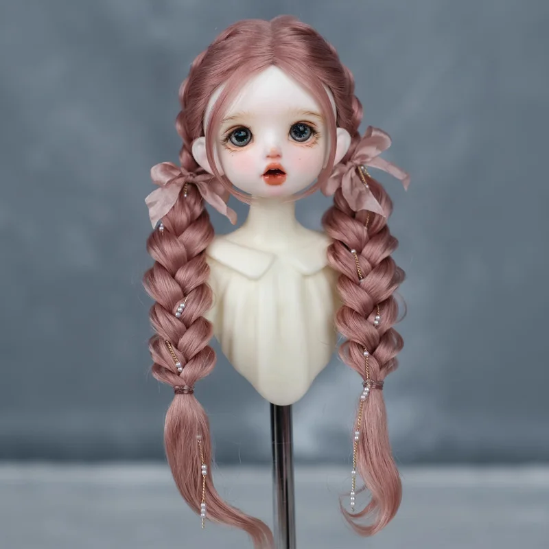 Wig ddmysmile Ponytail 1/6Bjd Bangs Curly Soft Mohair Wig Braids Suitable For 30Cm DD SD Doll Wig Toy Accessories 6-7 Inches Hair Smile