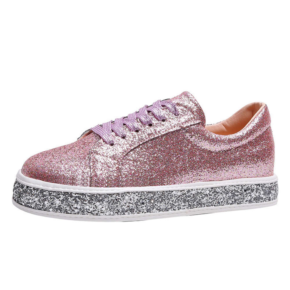 Shoes Spring and Autumn New Sequin Lace Up Sports for Large Women's Shoes ddmythur
