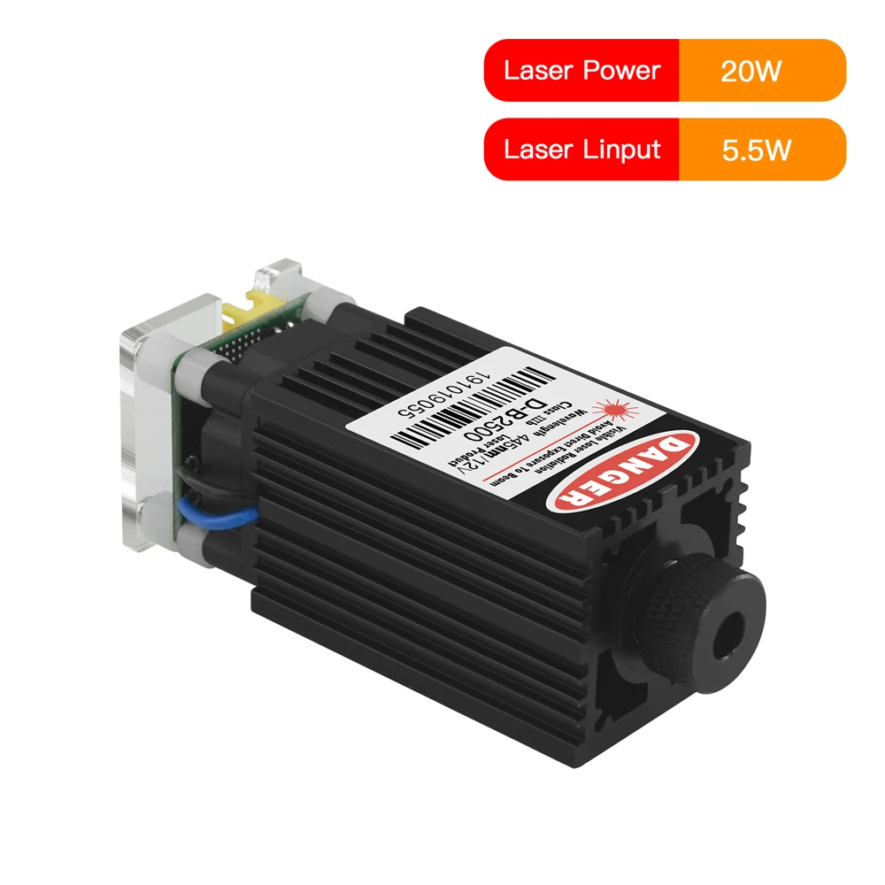 450nm Blue Light TTL Focusing Laser Head Module 7.5W/20W with Cable and Goggles Kit for CNC Laser Engraving Cutting Machine