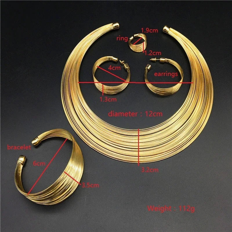 Circle Liffly Nigerian Bridal Necklace Earrings Bracelet Ring Jewelry Set Conjunto Collar Pendiente Banquet Engagement Gift smile
