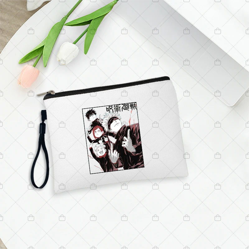 Jujutsu Gojo Satoru Kaisen Makeup Cosmetic Kits Travel Bag Make Up Bags for Women Pouch School Case Pencil Pouchs Organizer smile