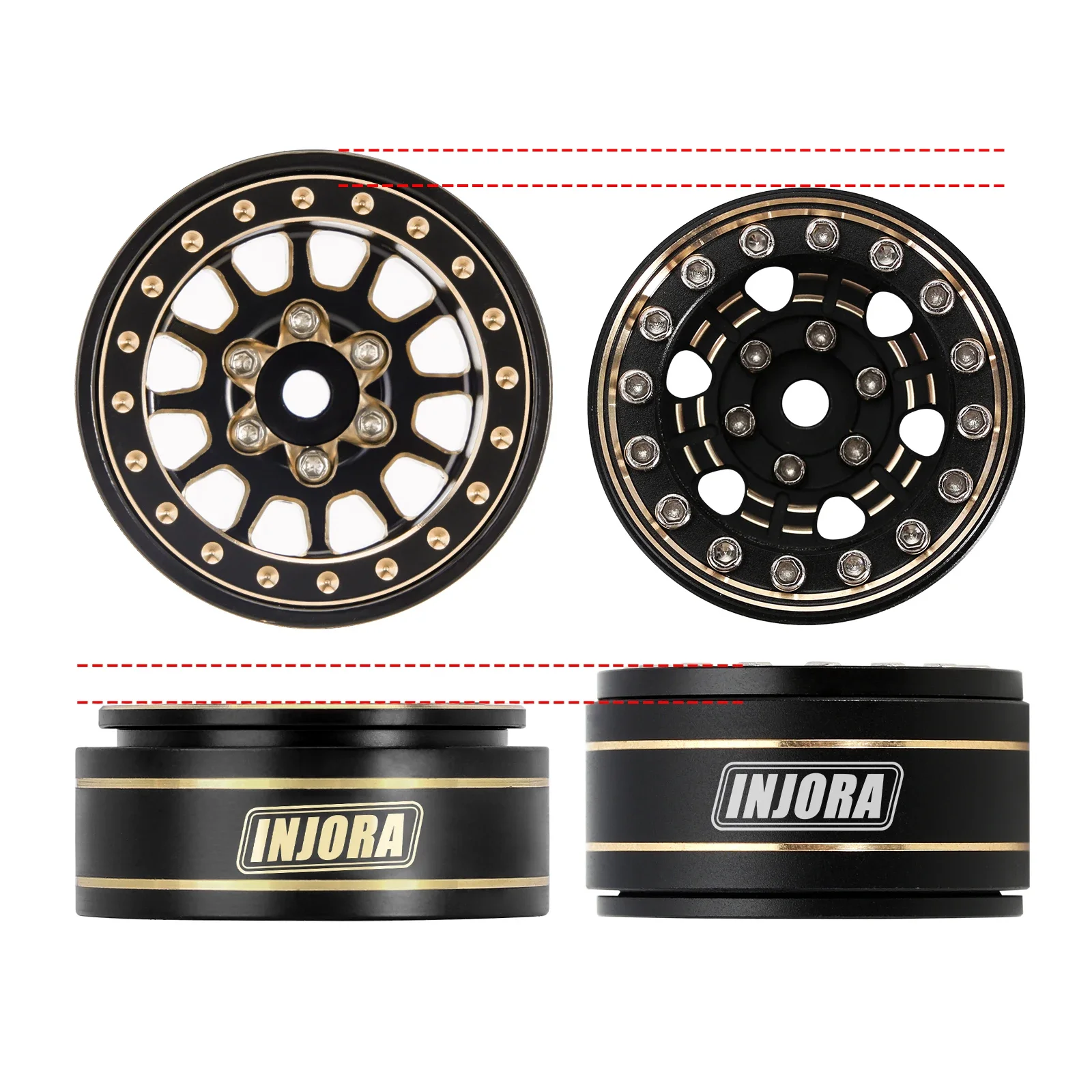 Brass INJORA 1.0 Plus Beadlock Wheel Rims For 1/24 1/18 RC Crawler Scx24 Trx4m Fcx24 (W1101 W1102 W1103 W1107) Smile ddmysmile (W1101 W1107)